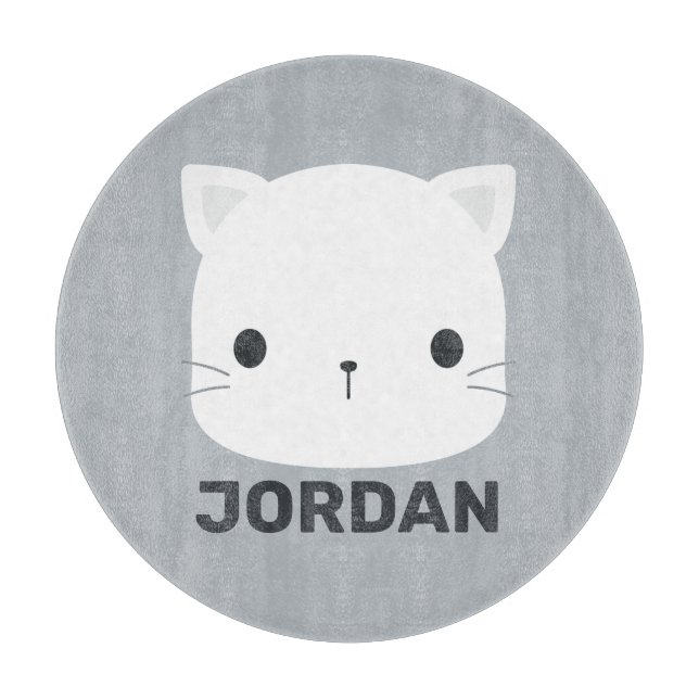 Cute Little Cat with Personalised Name Cutting Board (Front)