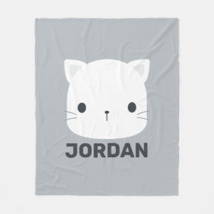 Cute Little Cat with Personalised Name  Fleece Blanket