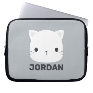 Cute Little Cat with Personalised Name Laptop Sleeve