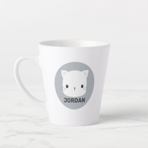 Cute Little Cat with Personalised Name Latte Mug