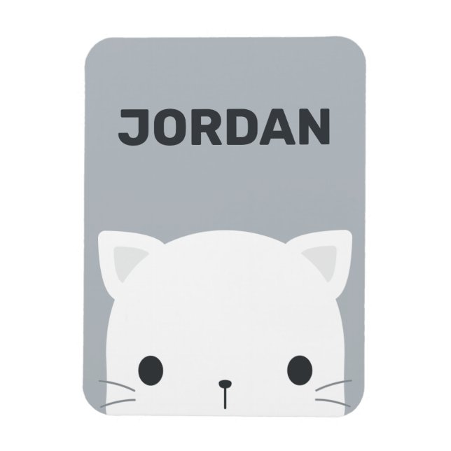 Cute Little Cat with Personalised Name Magnet (Vertical)