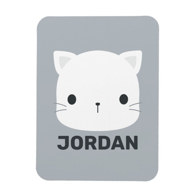Cute Little Cat with Personalised Name Magnet (Vertical)