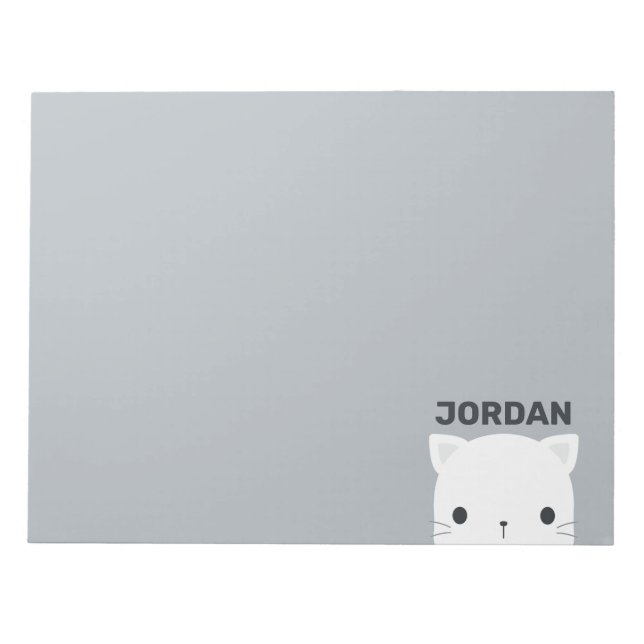 Cute Little Cat with Personalised Name Notepad (Front)