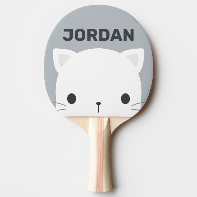 Cute Little Cat with Personalised Name Ping Pong Paddle (Front)