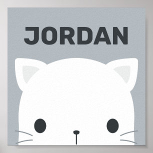 Cute Little Cat with Personalised Name Poster