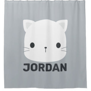 Cute Little Cat with Personalised Name Shower Curtain