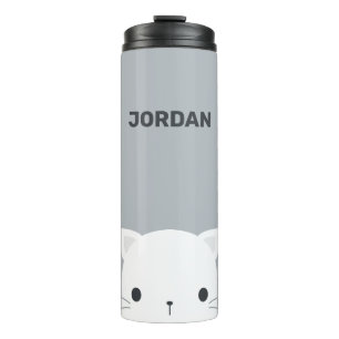 Cute Little Cat with Personalised Name Thermal Tumbler