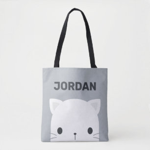 Cute Little Cat with Personalised Name Tote Bag