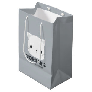 Cute Little Cat with Personalized Name Medium Gift Bag
