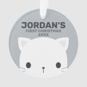 Cute Little Cat with Personalized Name Ornament