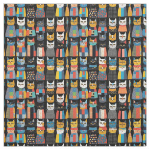 Cute Little Cats Kitten Fun Animal Art Prints Fabric