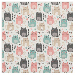 Cute Little Cats Kitten Fun Animal Art Prints Fabric