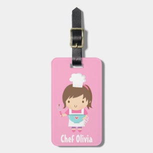 Cute Little Chef Baker Girl Luggage Tag