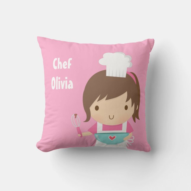 Cute Little Chef Baker Girls Room Decor Cushion (Front)