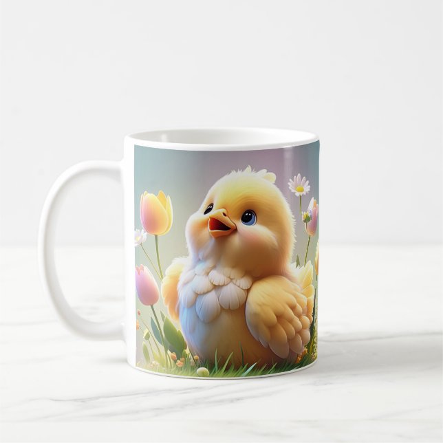 Cute Little Chicken Mug – Cartoon Spring Chick Des (Left)