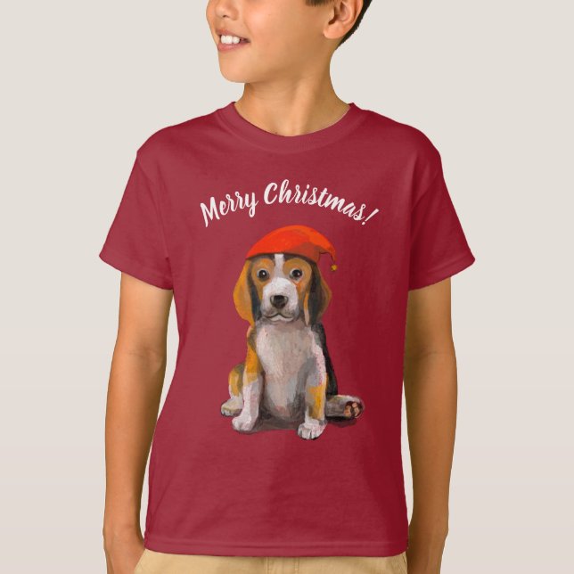 Cute Little christmas beagle T-Shirt (Front)