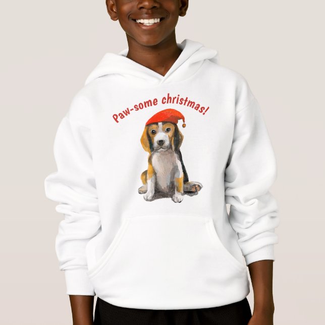Cute Little christmas beagle T-Shirt Hoodie (Front)