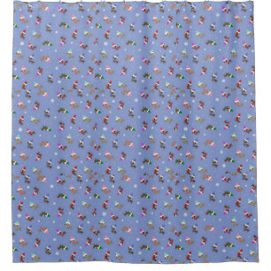 Cute Little Christmas Deer Pattern Shower Curtain