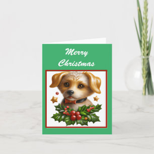 Cute Little Christmas Dog Holiday Card