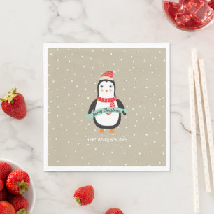 Cute little Christmas Penguin "Merry Christmas" Napkin