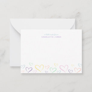 Cute Little Colorful Heart with Kids Name Card