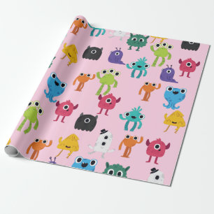 Cute Little colorful Monsters Pattern  Wrapping Paper