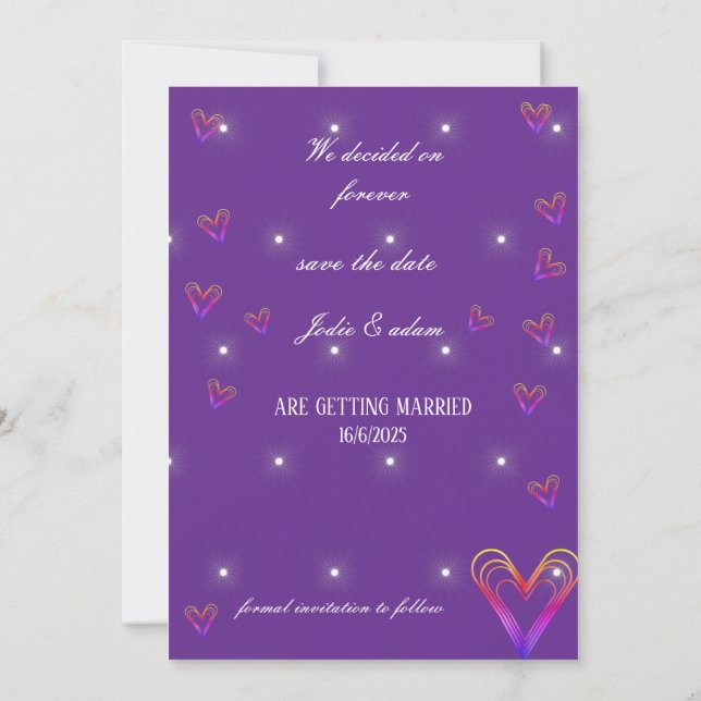 cute little colourful heart heart invitation (Back)