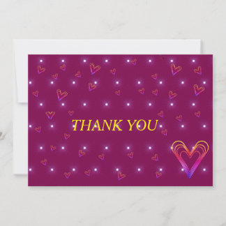 cute little colourful heartheart thank you card