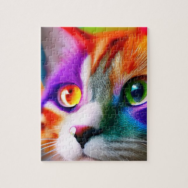 Cute Little Colourful Kitty Rainbow colours, Cat Jigsaw Puzzle (Vertical)