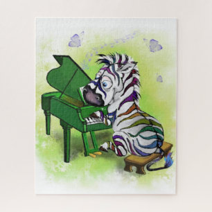 Cute Little Colourful Zebra Piano Player - Cartoon Jigsaw Puzzle