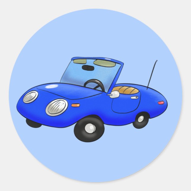 Cute Little Convertible Classic Round Sticker (Front)