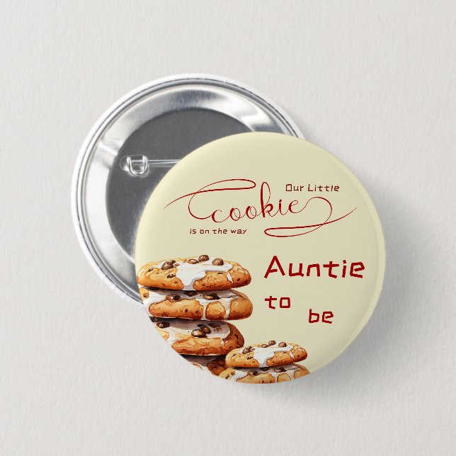 Cute Little Cookie Baby Shower Auntie-to-be 6 Cm Round Badge (Front & Back)