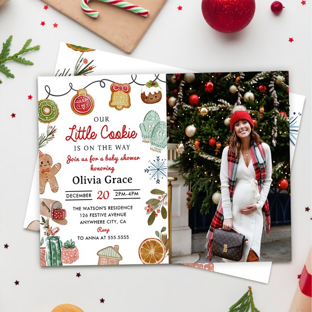 Cute Little Cookie Christmas Baby Shower Photo Invitation (Creator Uploaded)