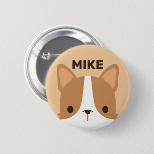 Cute Little Corgi Dog with Personalised Name 6 Cm Round Badge