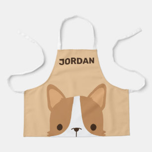 Cute Little Corgi Dog with Personalised Name Apron