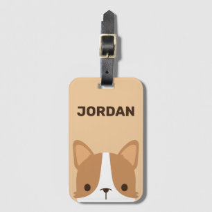 Cute Little Corgi Dog with Personalised Name Luggage Tag