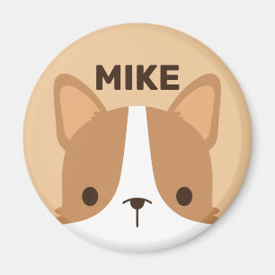 Cute Little Corgi Dog with Personalised Name Magnet