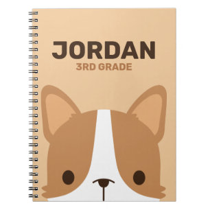 Cute Little Corgi Dog with Personalised Name Notebook