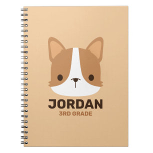 Cute Little Corgi Dog with Personalised Name Notebook