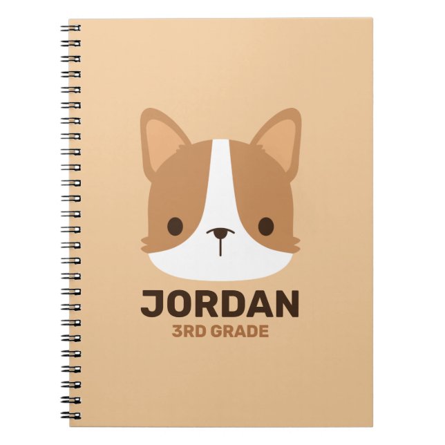 Cute Little Corgi Dog with Personalised Name Notebook (Front)