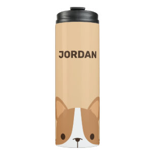 Cute Little Corgi Dog with Personalised Name Thermal Tumbler