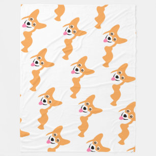 Cute Little Corgi Pattern Fleece Blanket