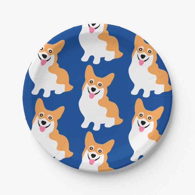 Cute Little Corgi Pattern Paper Plate (Front)