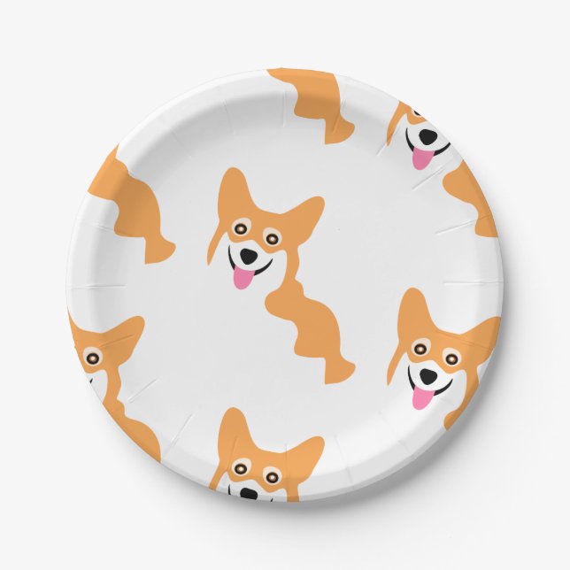 Cute Little Corgi Pattern Paper Plate (Front)