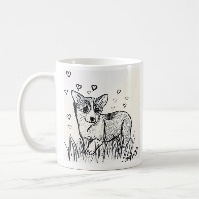 Cute Little Corgi Puppy Coffee Mug (Left)