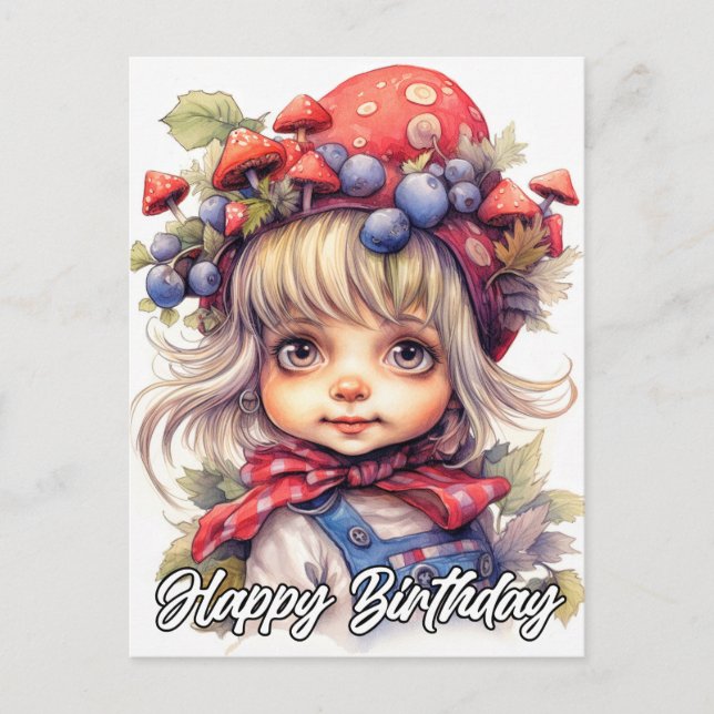 Cute Little Country Farm Girl Postcard (Front)