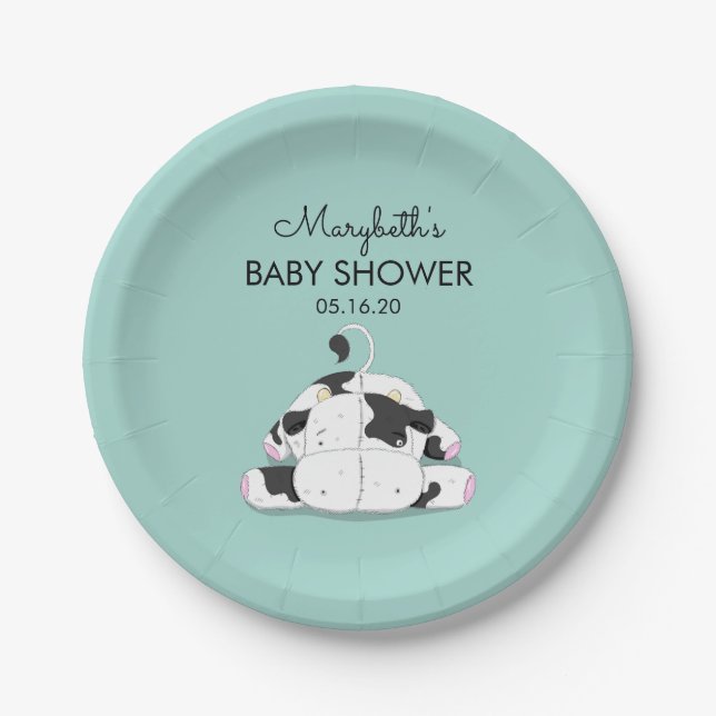 Cute Little Cow Baby Shower Paper Plate (Front)