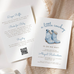 Cute Little Cowboy Blue Boy Baby Shower Invitation