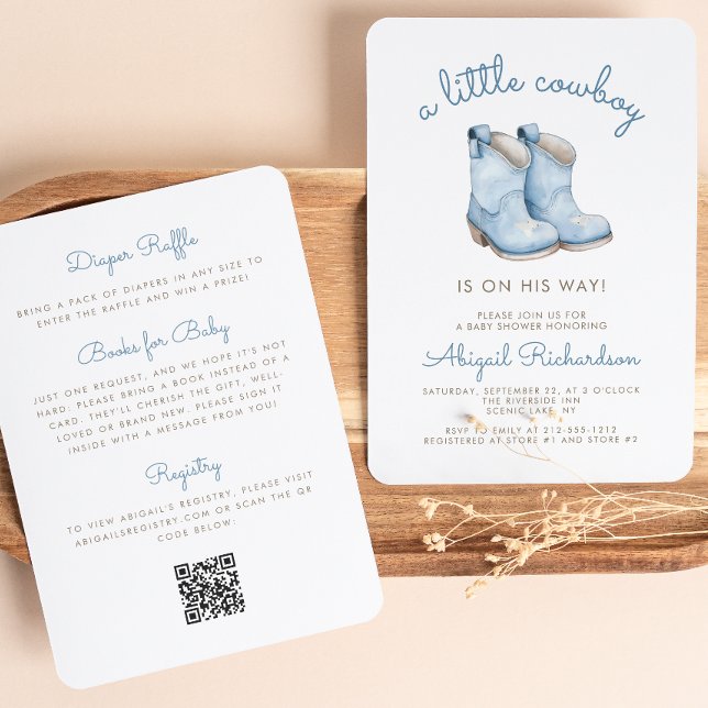 Cute Little Cowboy Blue Boy Baby Shower Invitation (Creator Uploaded)