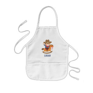 Cute Little Cowboy on Rocking Horse Personalized Kids Apron
